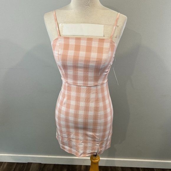 NWT BP Pink Plaid Spaghetti‎ Strap Mini Dress (XXS) - Picture 2 of 7